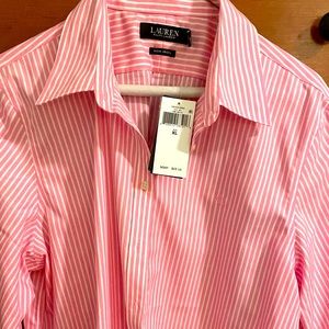 Pink and White Ralph Lauren Blue Label Button down. Brand new!